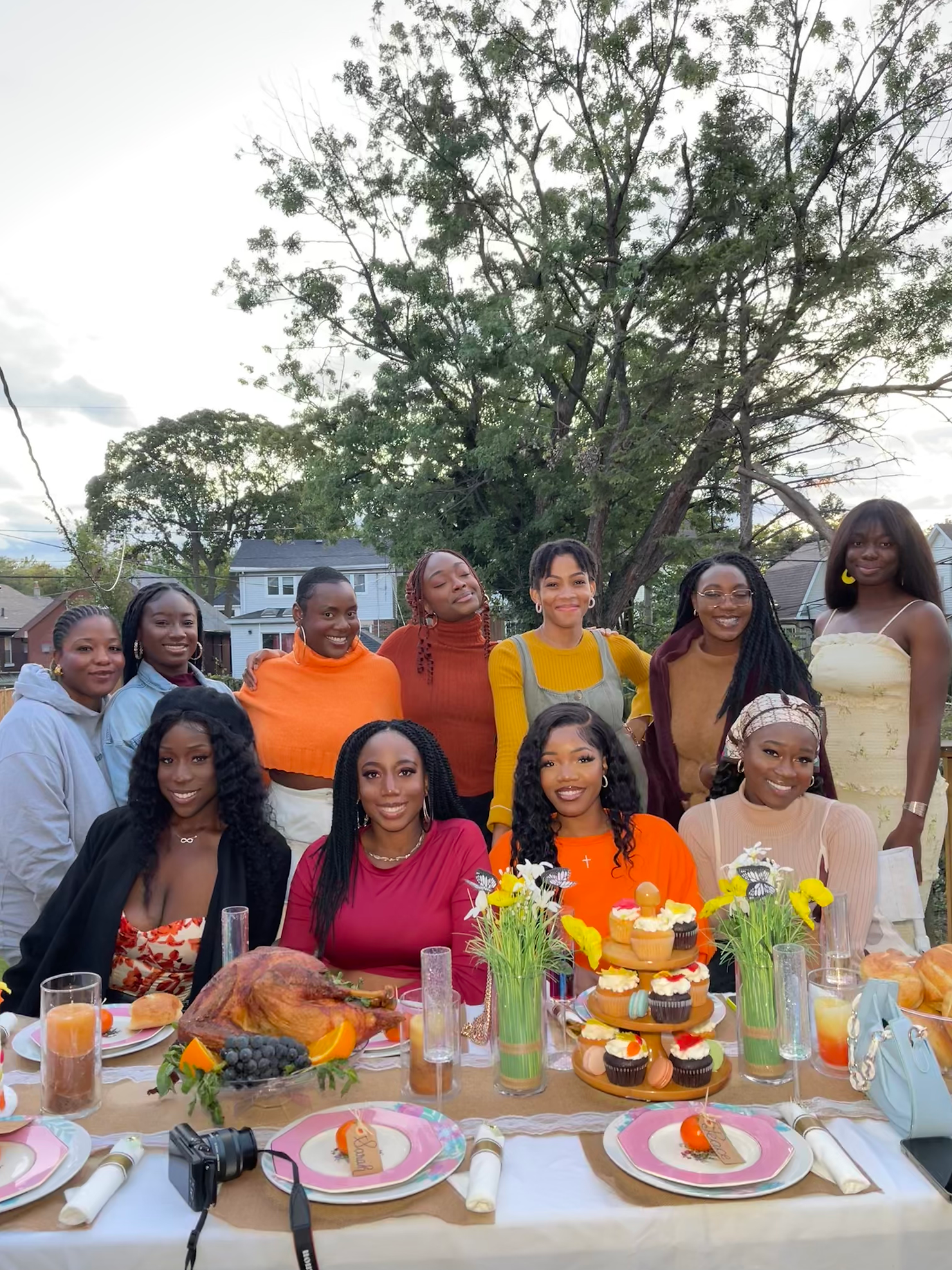 closeup view of guests standing around table